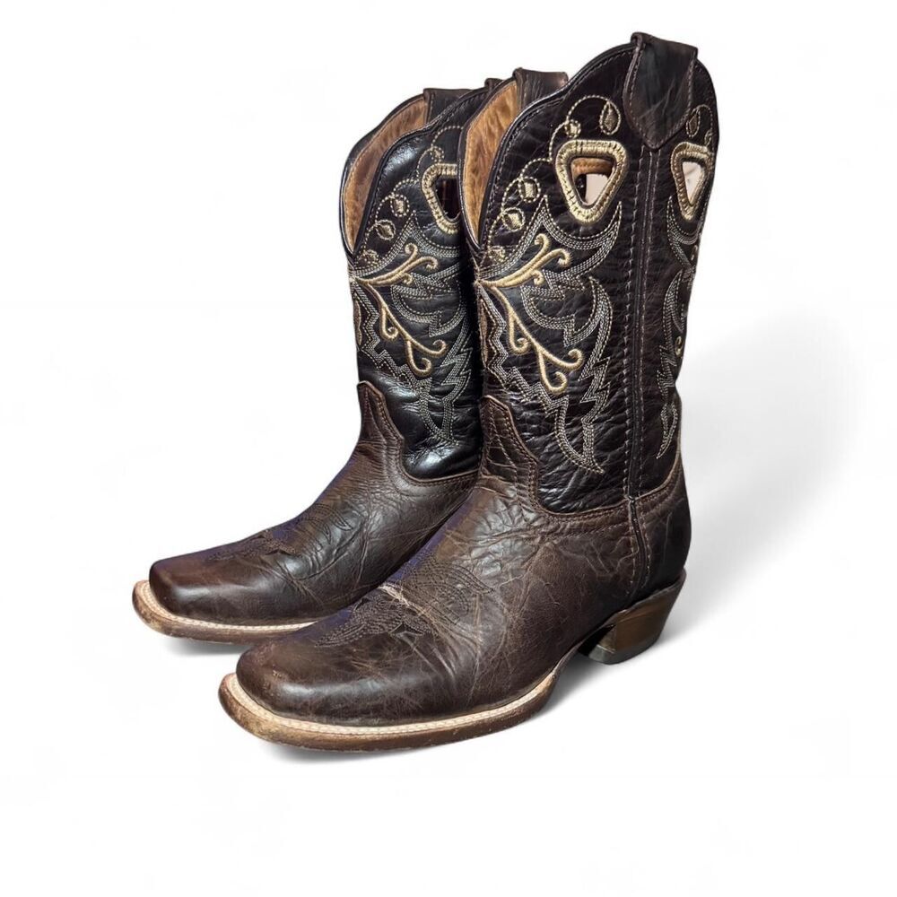 Wildflowers Brown Leather Western Cowboy Boots Women’s 7.5 8 Embroidered